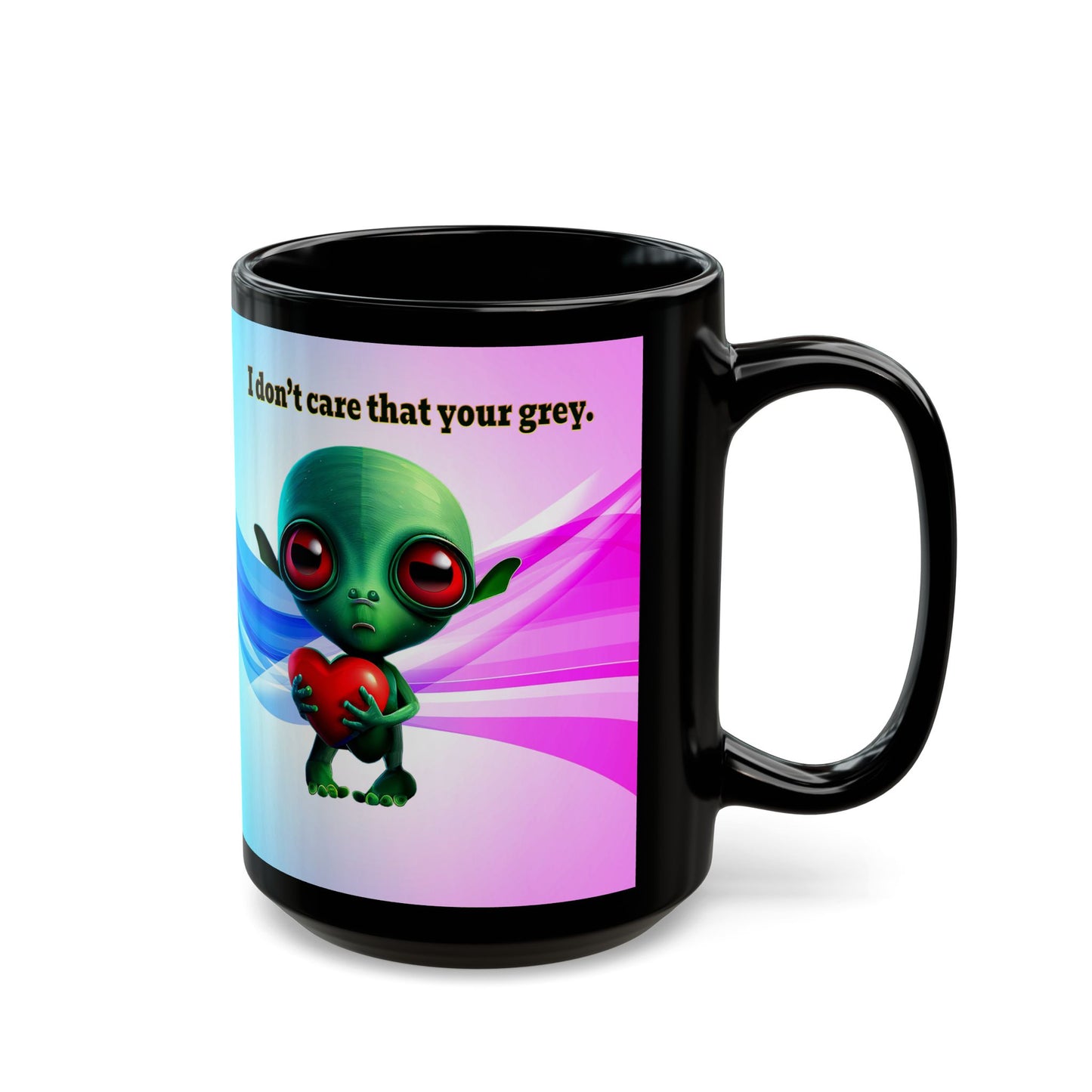 I don't care that your grey - Black Mug (light blue-pink wave)