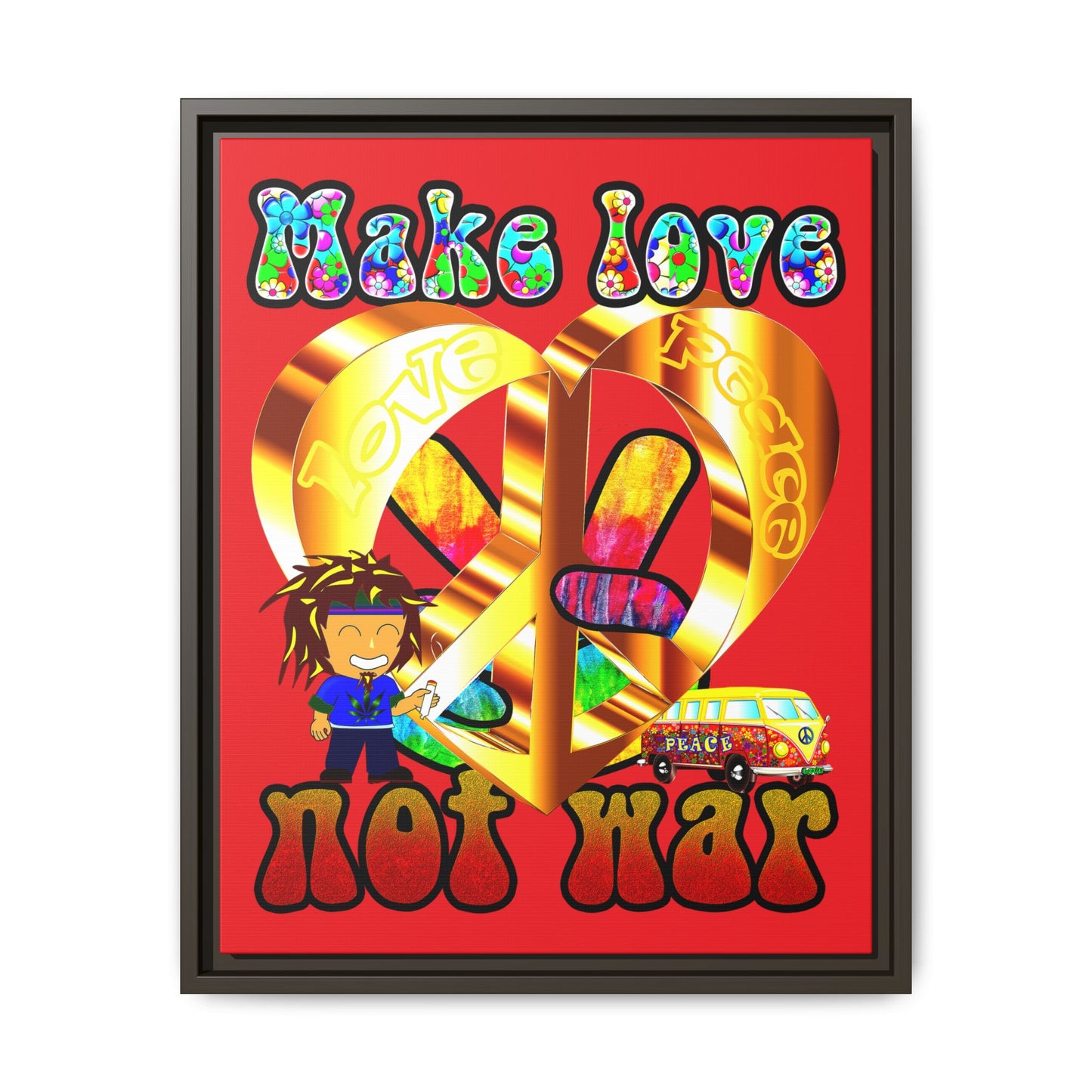 love peace - framed canvas art (red)