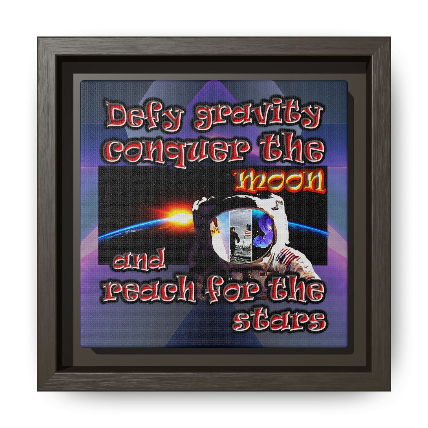 defy conquer reach - framed canvas art (grey-pink wave)