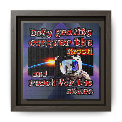 defy conquer reach - framed canvas art (grey-pink wave)