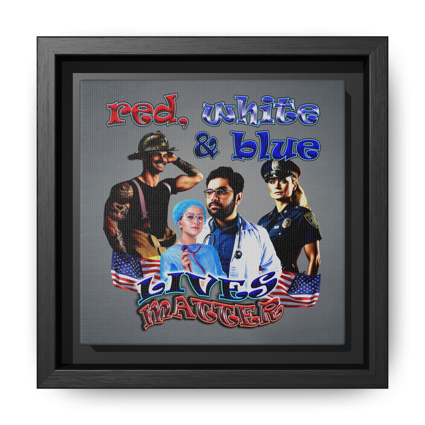 rw&b lives matter - framed canvas art (grey-light grey)