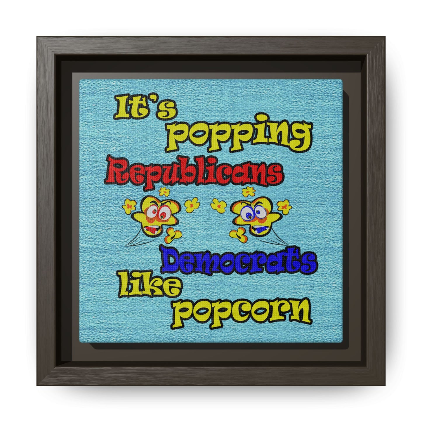 popping like popcorn - framed canvas art (faded dark blue)