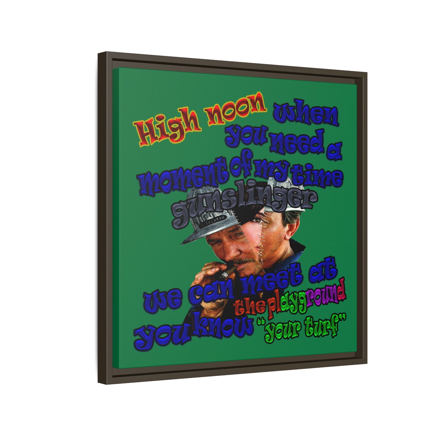 high noon - framed canvas art (dark green)