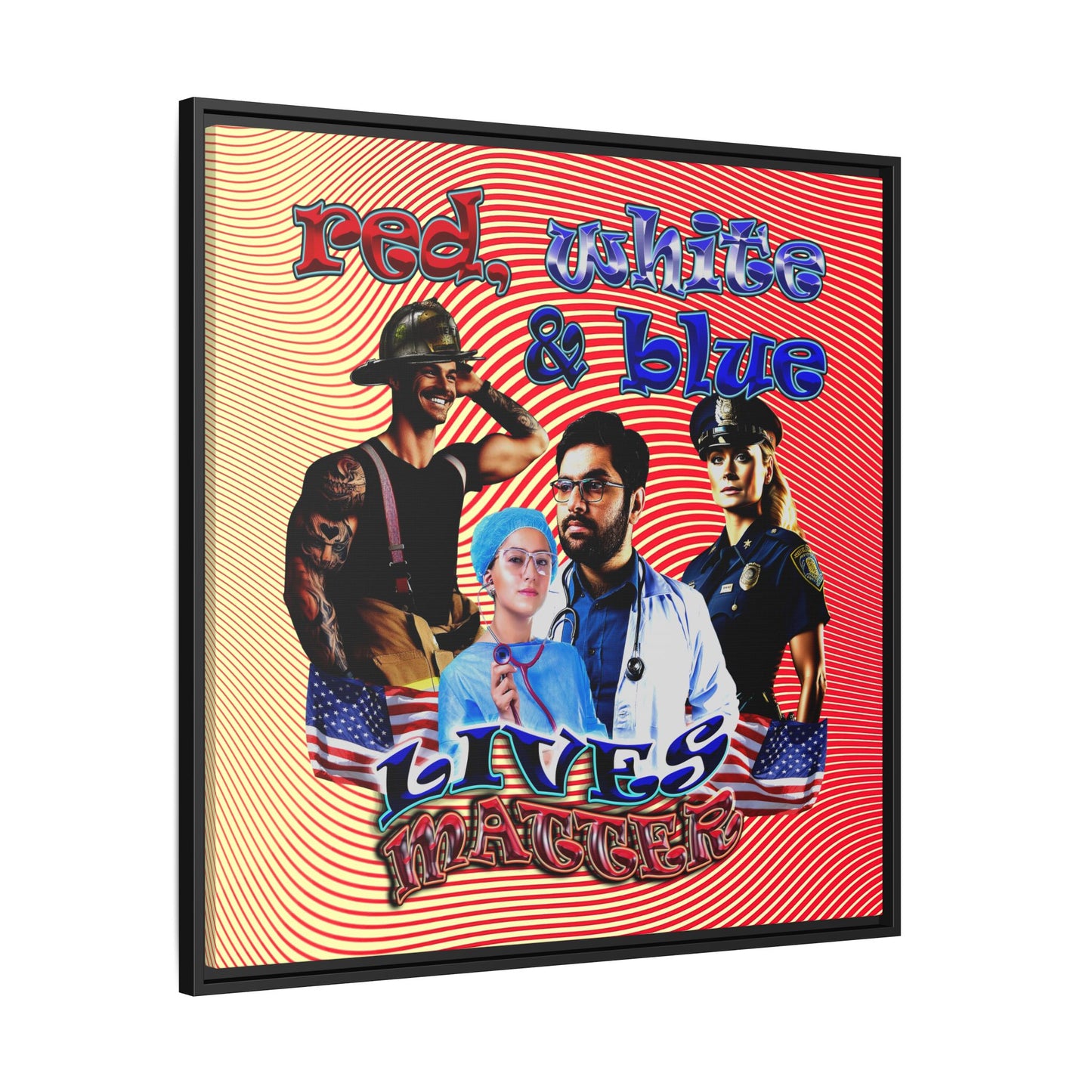 rw&b lives matter - framed canvas art (yellow-orange wave)