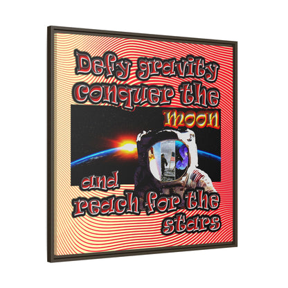 defy conquer reach - framed canvas art (yellow-orange wave)