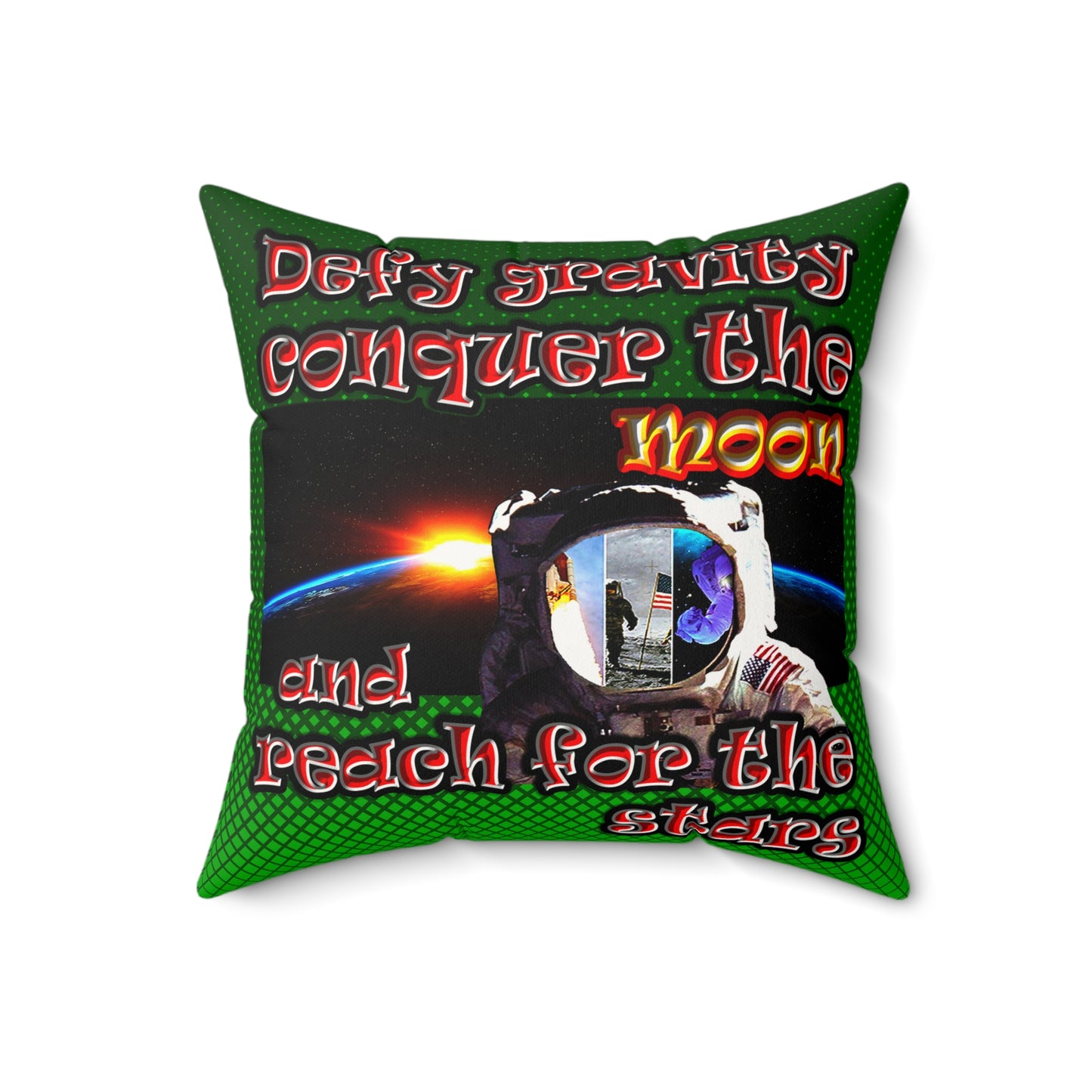 defy conquer reach - Faux Suede Square Pillow - (logo green)
