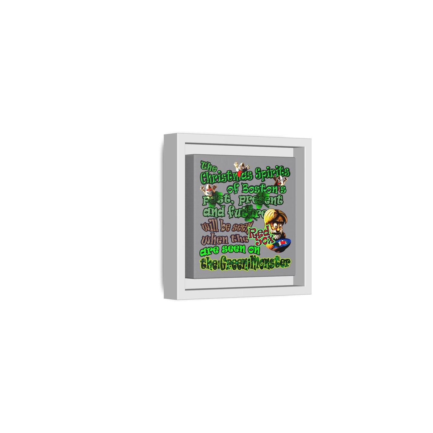 christmas spirits of boston - framed canvas art (grey)