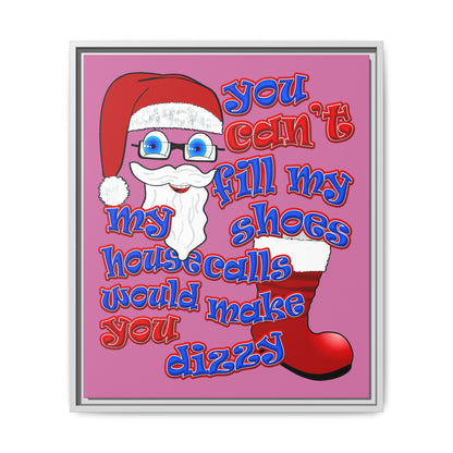 santa's shoes - framed canvas art (light pink)