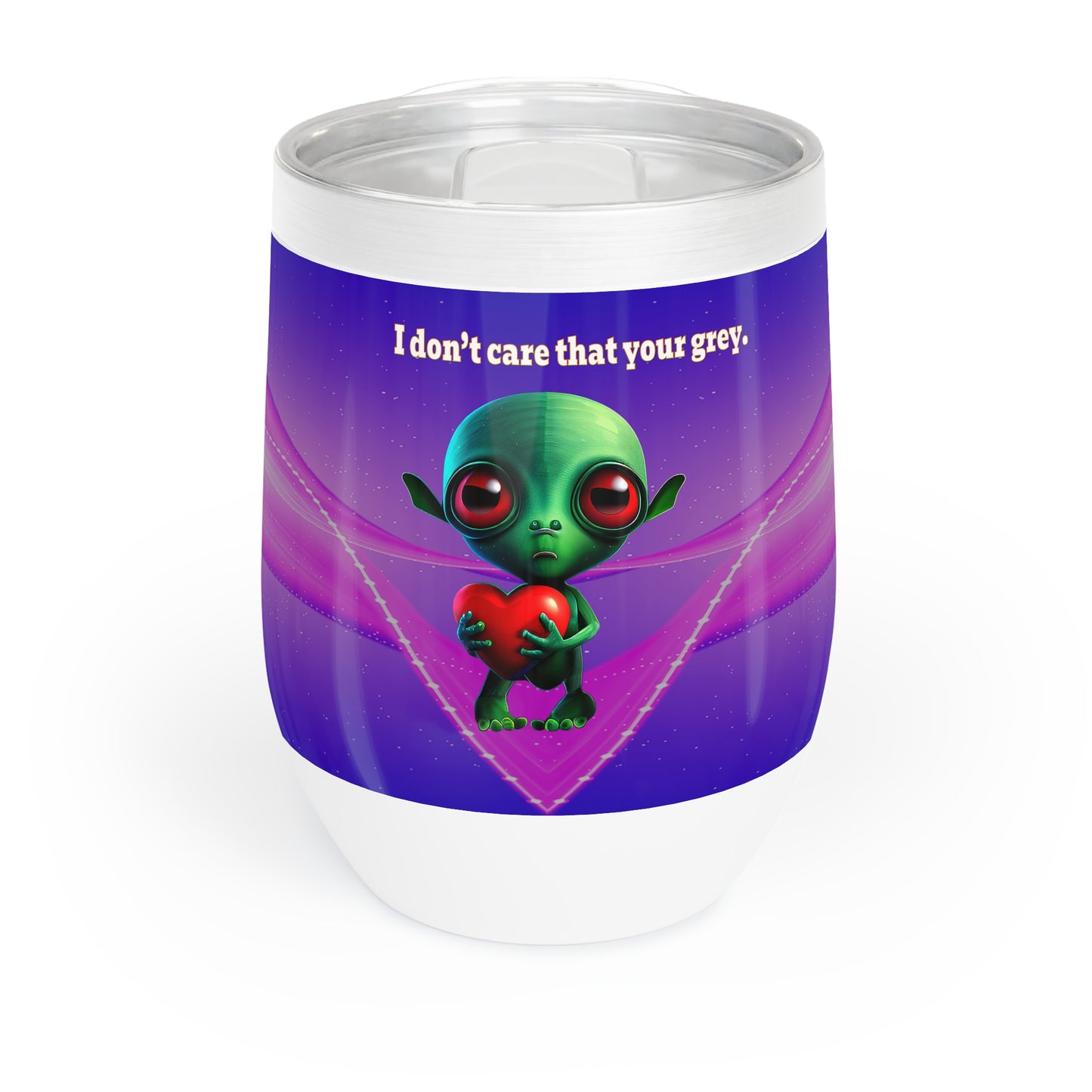 I don't care that your grey - Chill Wine Tumbler (purple-pink wave)