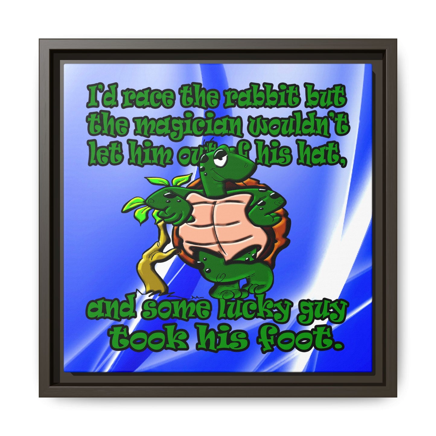 turtle race - framed canvas art (blue-white wave)