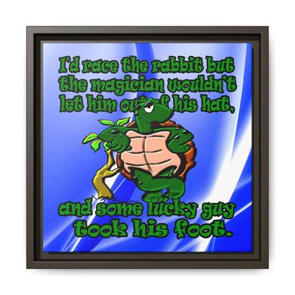 turtle race - framed canvas art (blue-white wave)