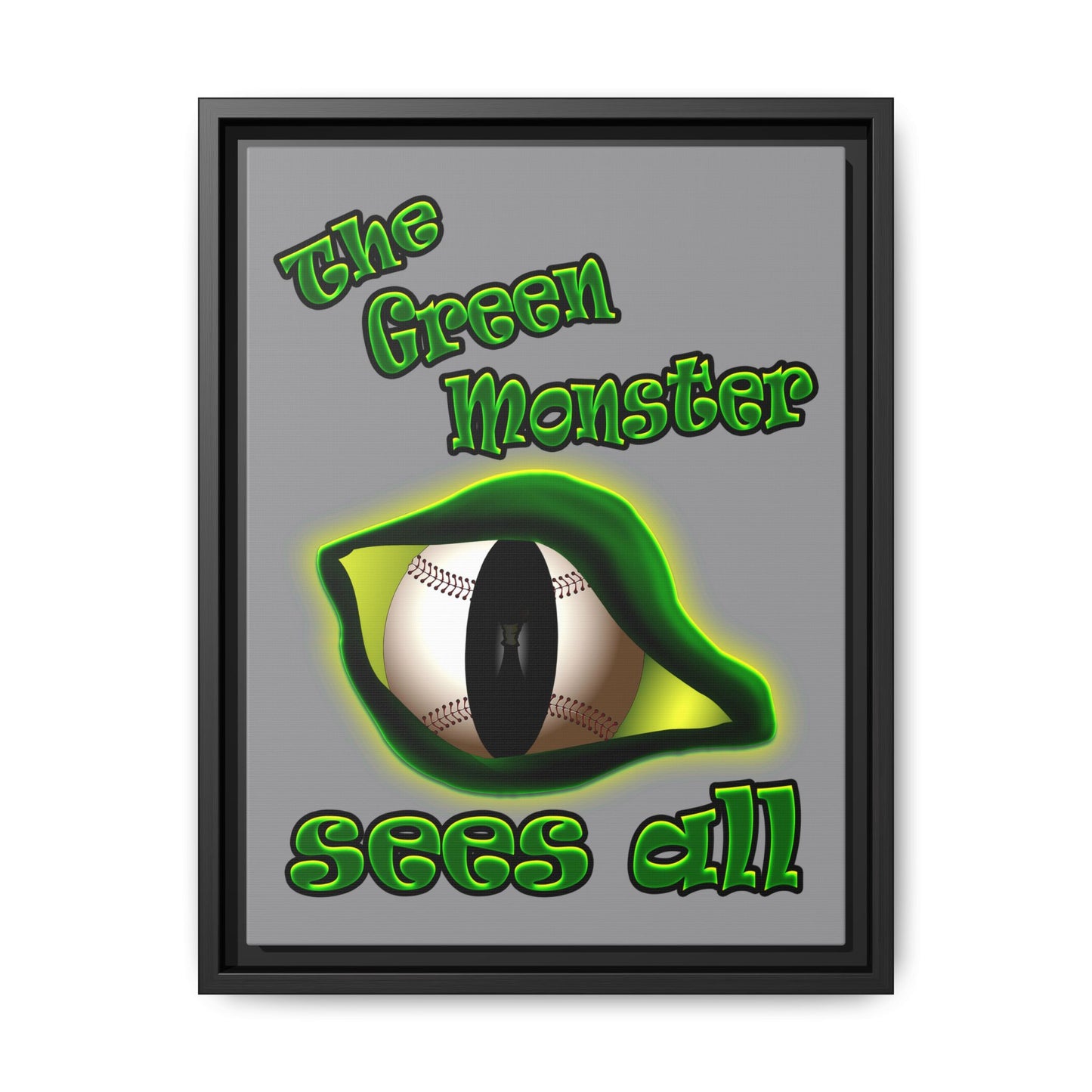 green monster - framed canvas art (grey)