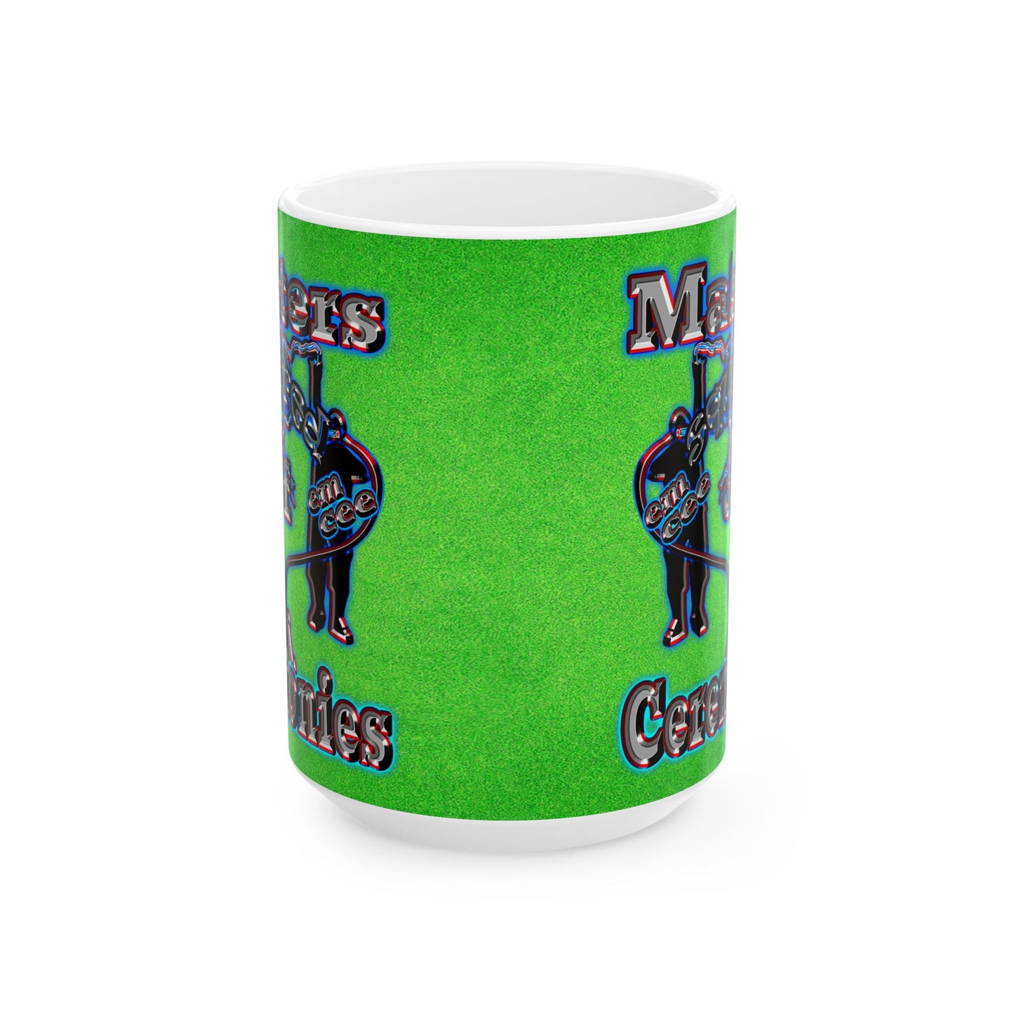em cee squared - White Mug (green turf)