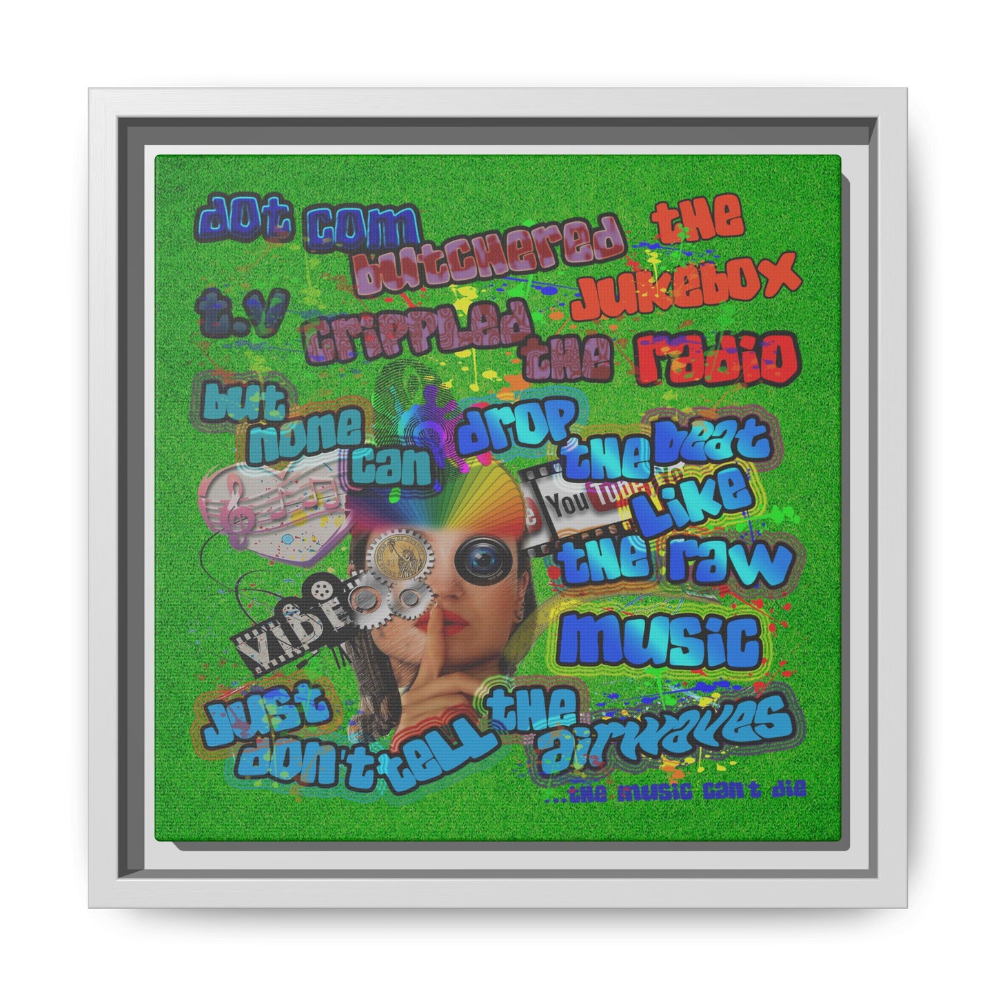 drop the beat - framed canvas art (green turf)