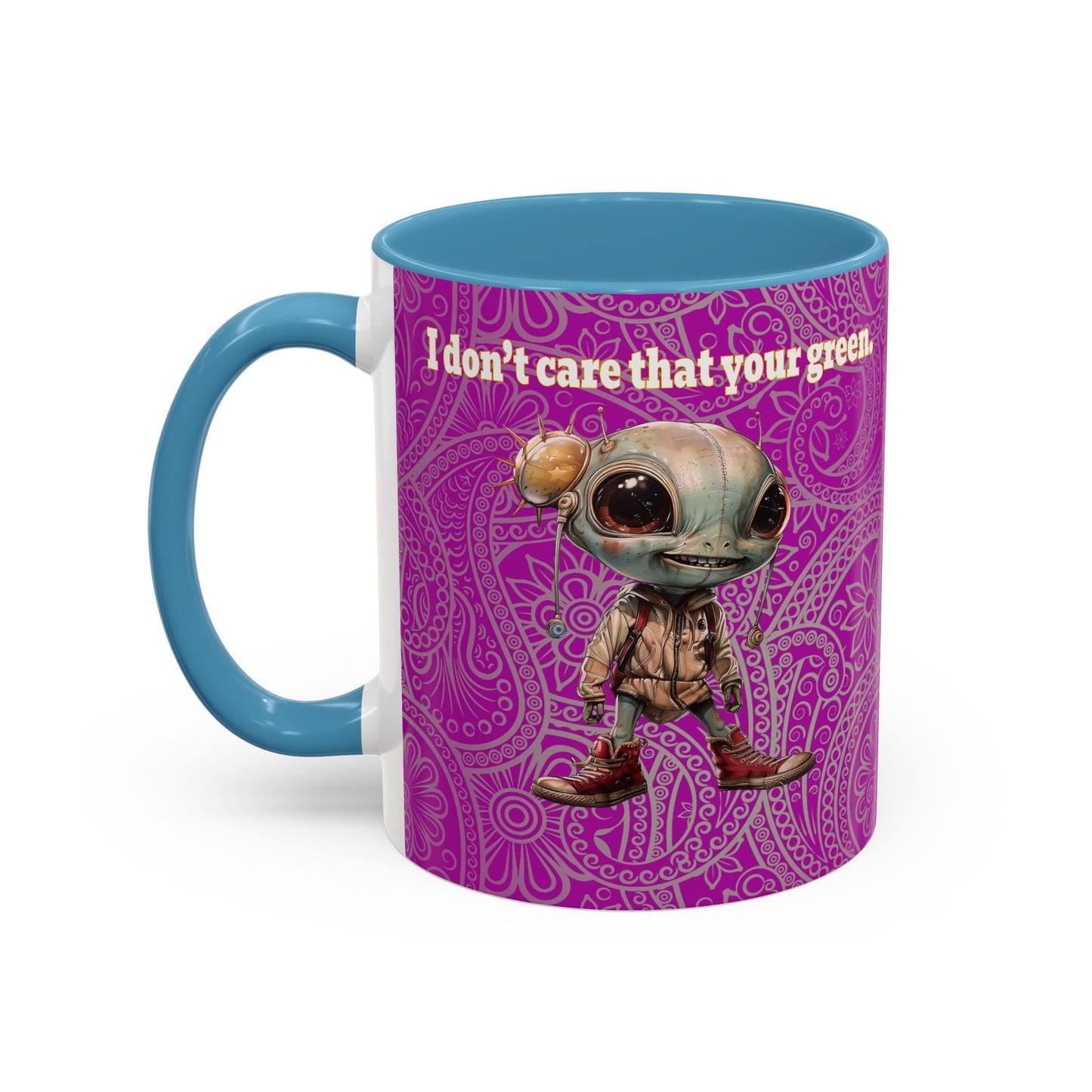I don't care that your grey - Accent Mug (pink swirl)
