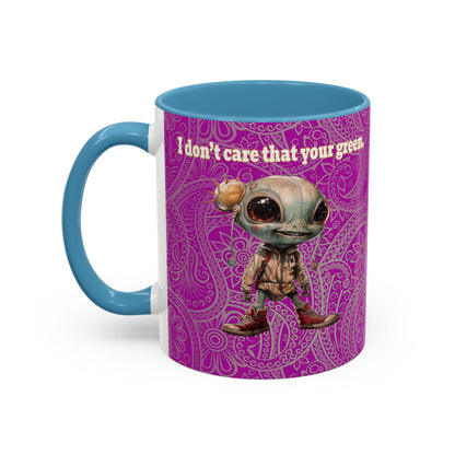 I don't care that your grey - Accent Mug (pink swirl)