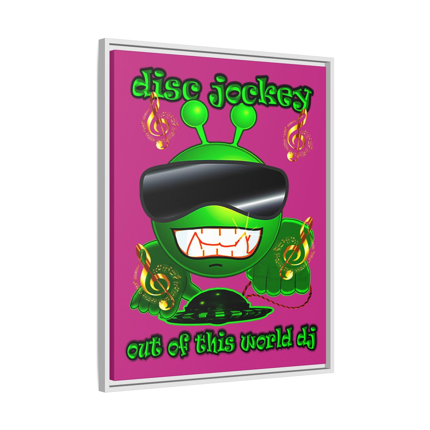 disc jockey - framed canvas art (pink)