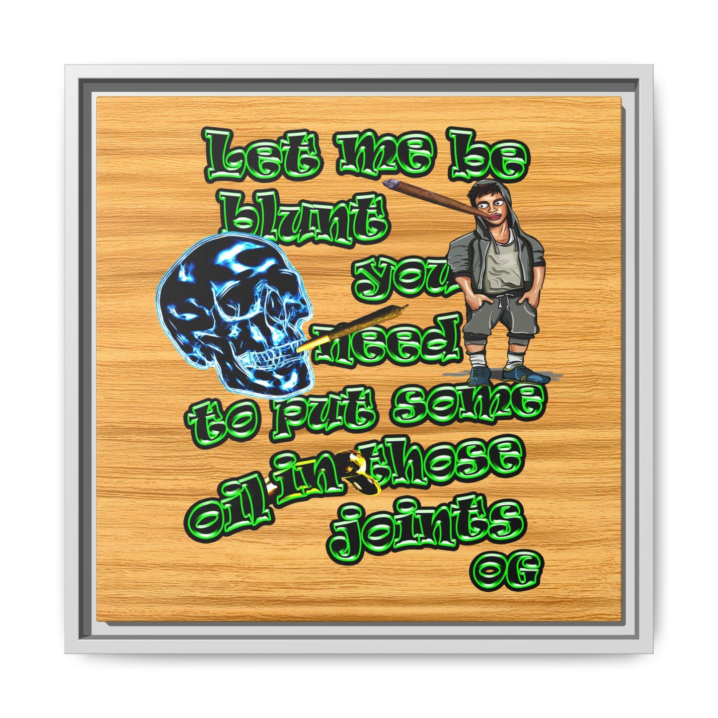 og - framed canvas art (butterscotch wood finish)