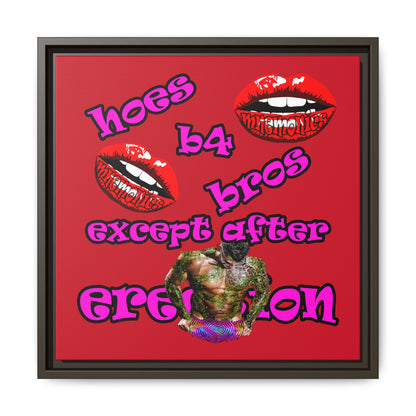 hoes b4 bros - framed canvas art (dark red)