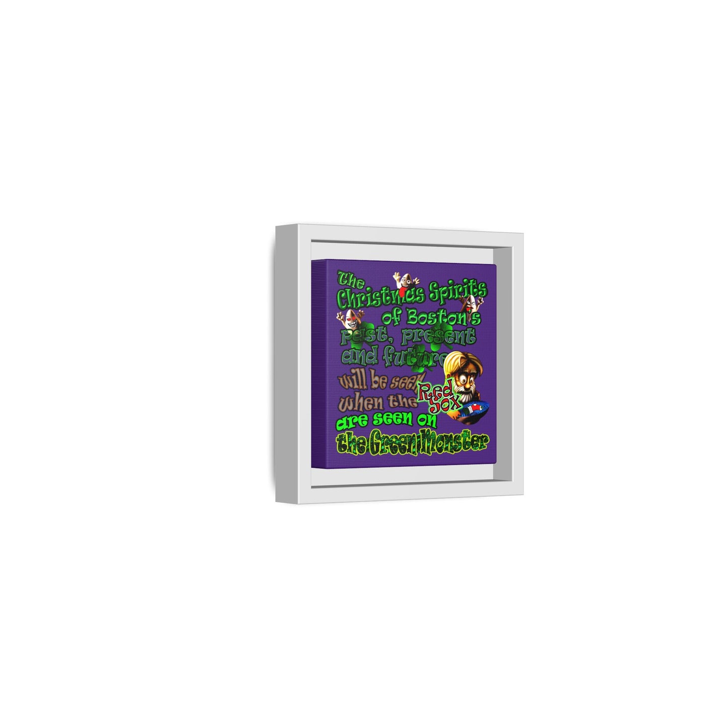 christmas spirits of boston - framed canvas art (purple)