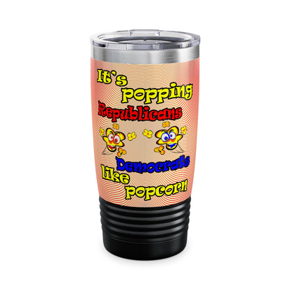 popping like popcorn - Ringneck Tumbler, 20oz (yellow-orange wave)
