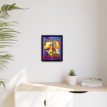 love peace - framed canvas art (purple wave)