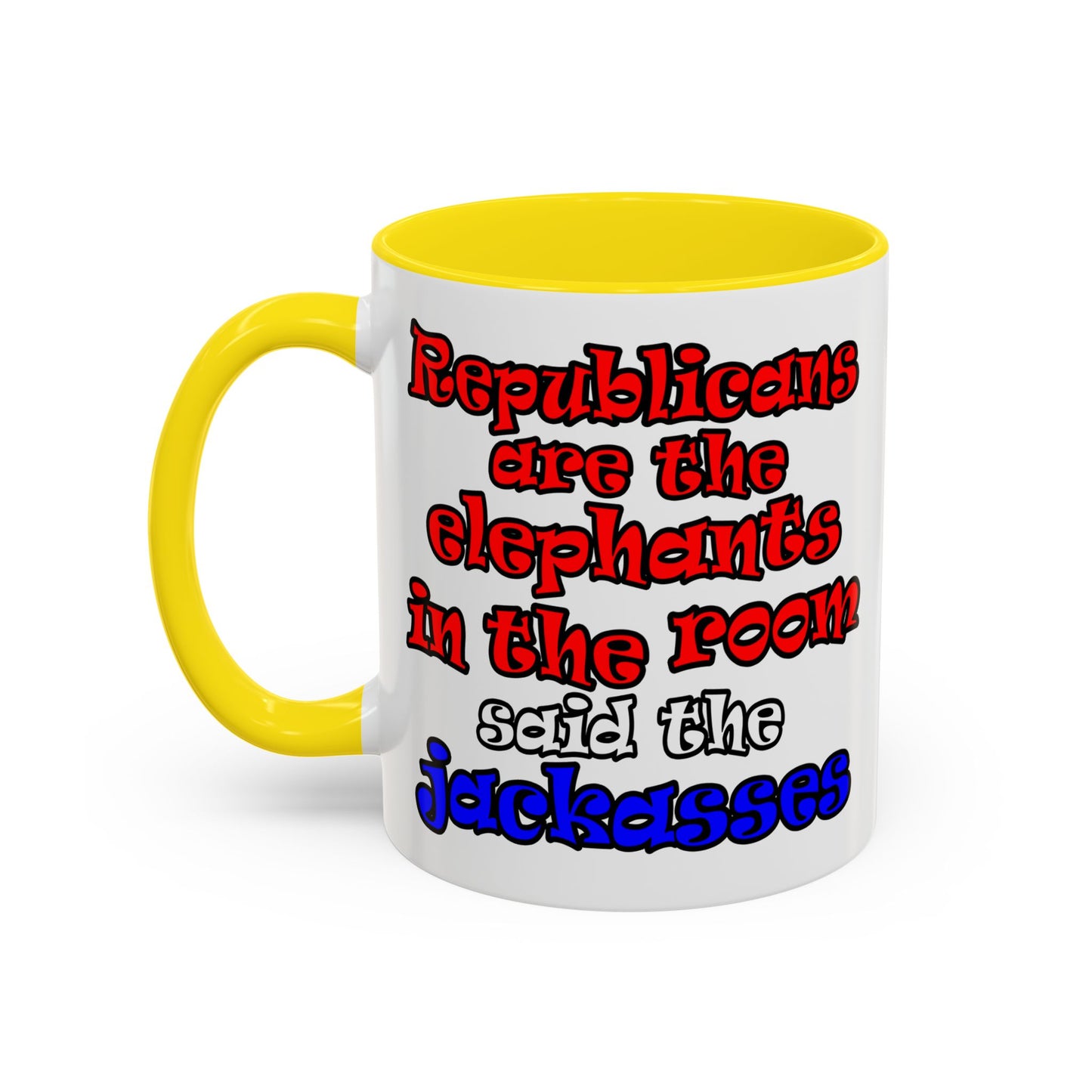 donkeys and elephants - Accent Mug (white)