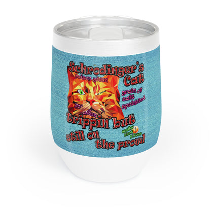 schrodinger's cat - Chill Wine Tumbler (faded blue)