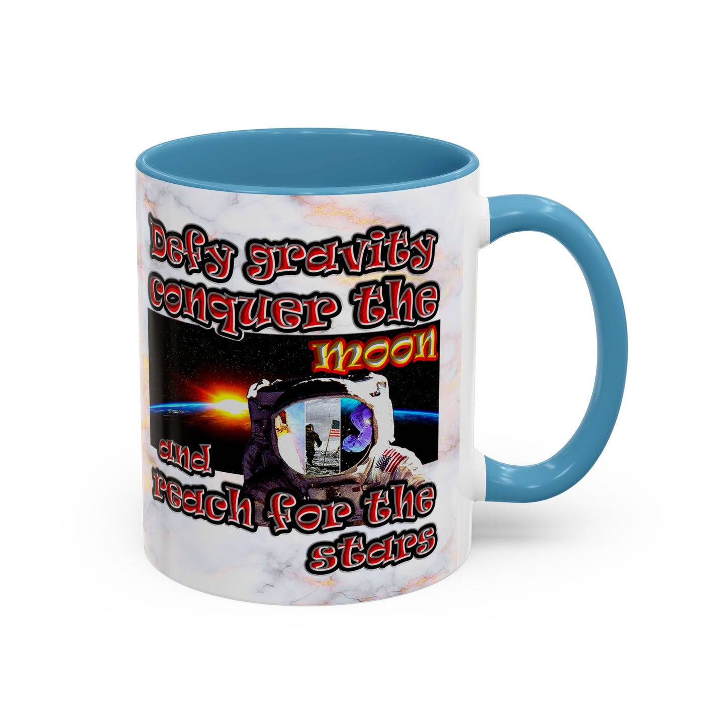defy conquer reach - Accent Mug (white marble)