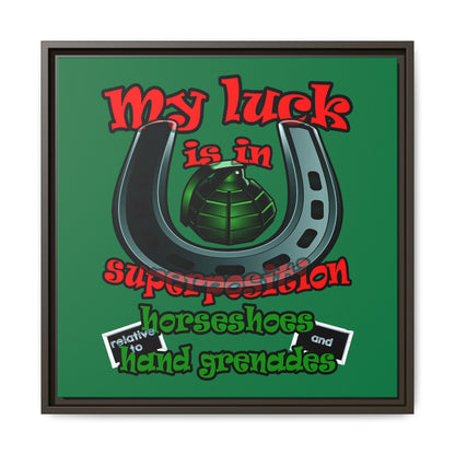my luck - framed canvas art (dark green)
