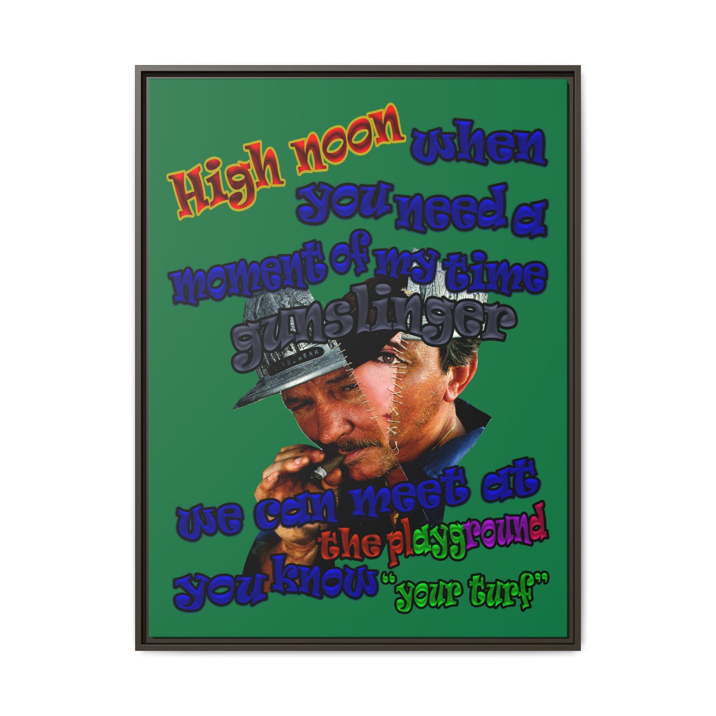 high noon - framed canvas art (dark green)