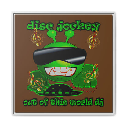 disc jockey - framed canvas art (brown)