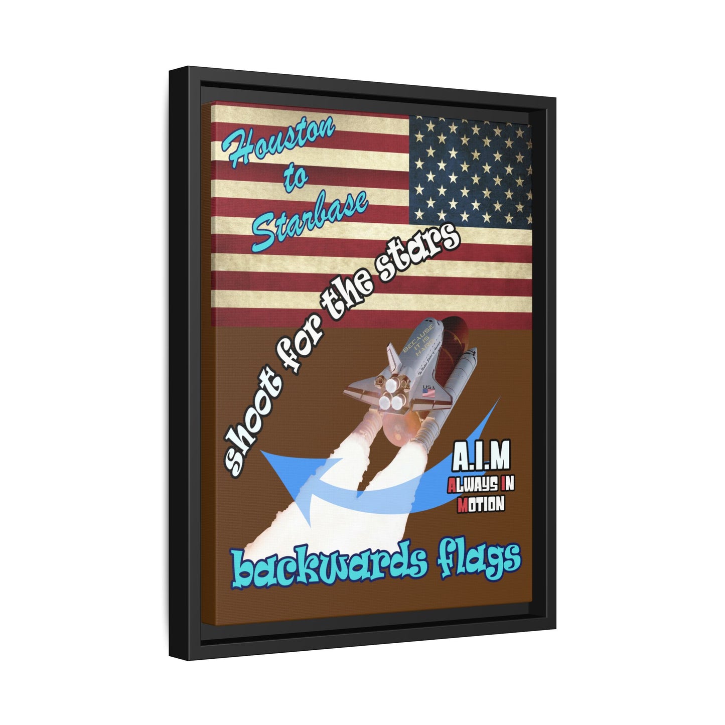 shoot for the stars - framed canvas art (brown)
