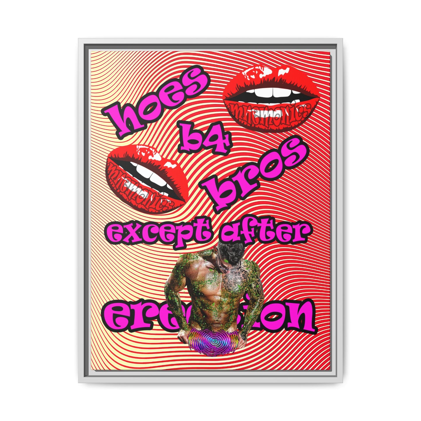 hoes b4 bros - framed canvas art (yellow-orange wave)