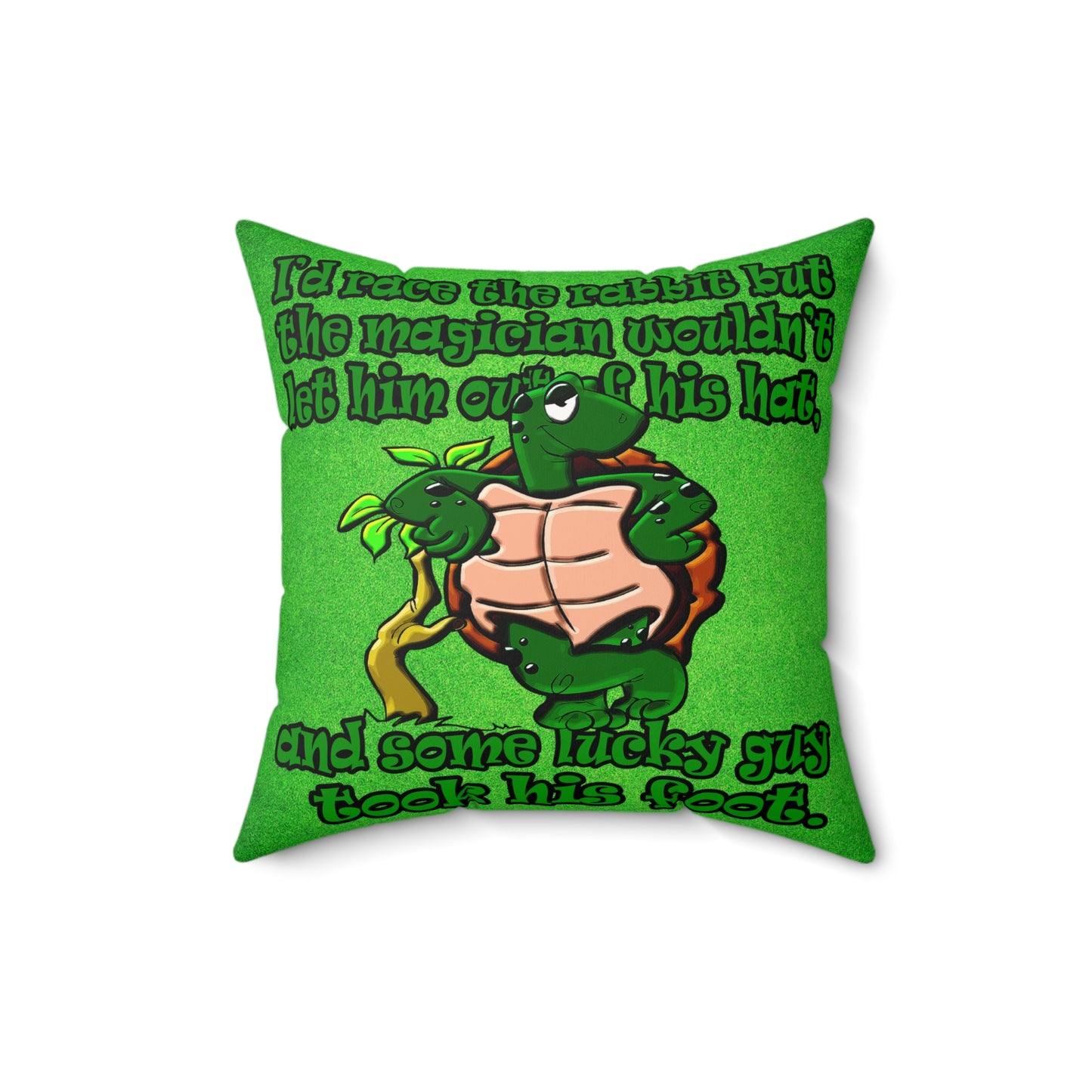 turtle race - Faux Suede Square Pillow - (green turf)