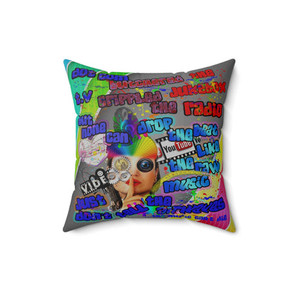 drop the beat - Spun Polyester Square Pillow - (rainbow split)