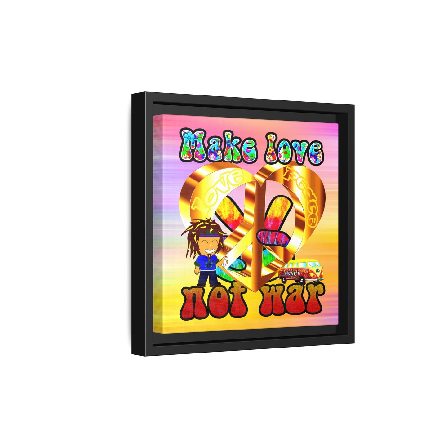 love peace - framed canvas art (color blur)