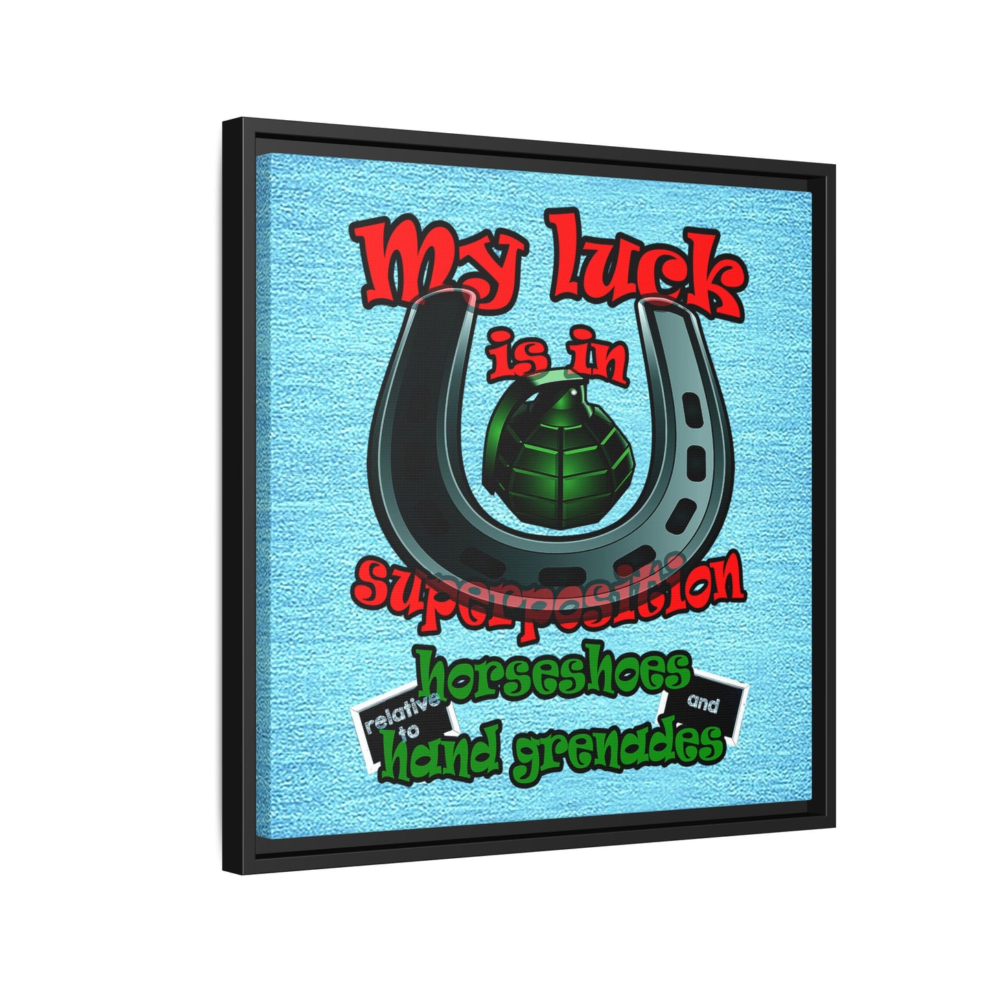 my luck - framed canvas art (faded blue)