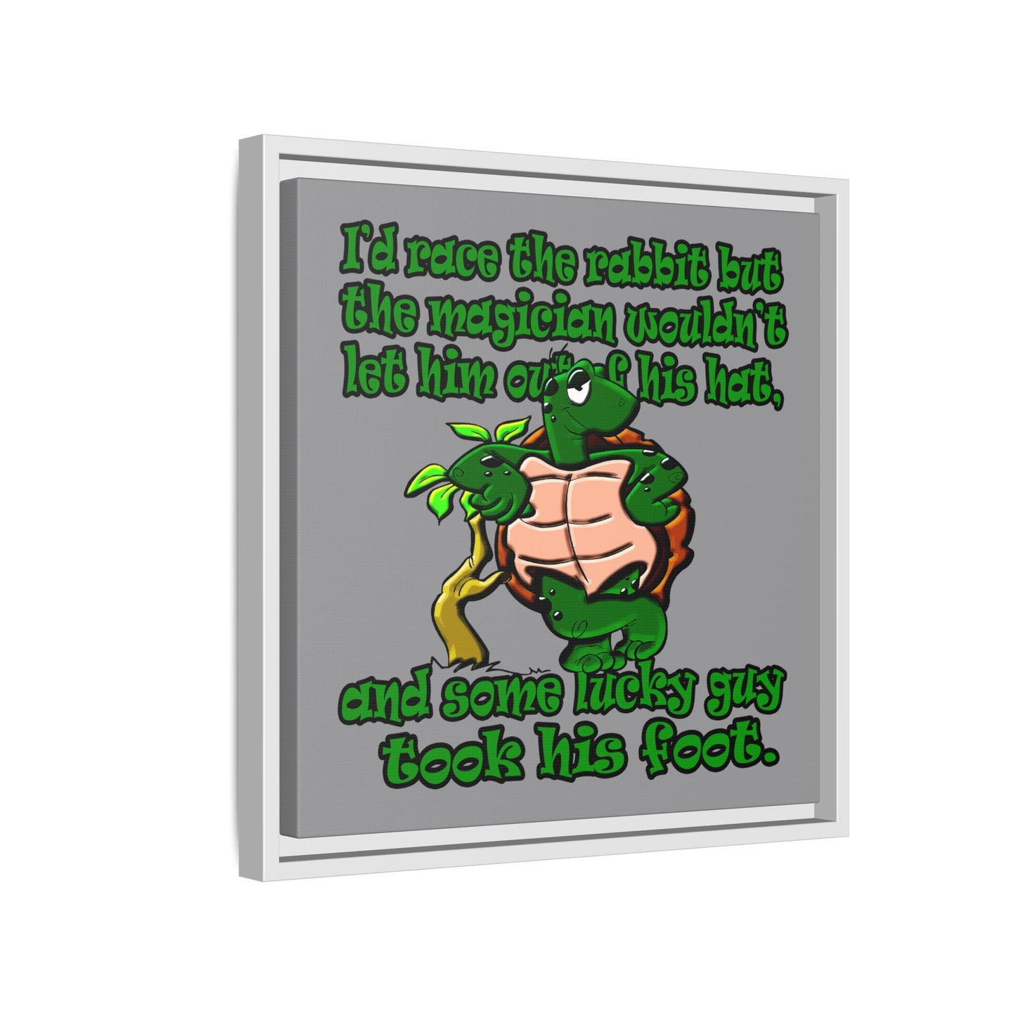 turtle race - framed canvas art (grey)