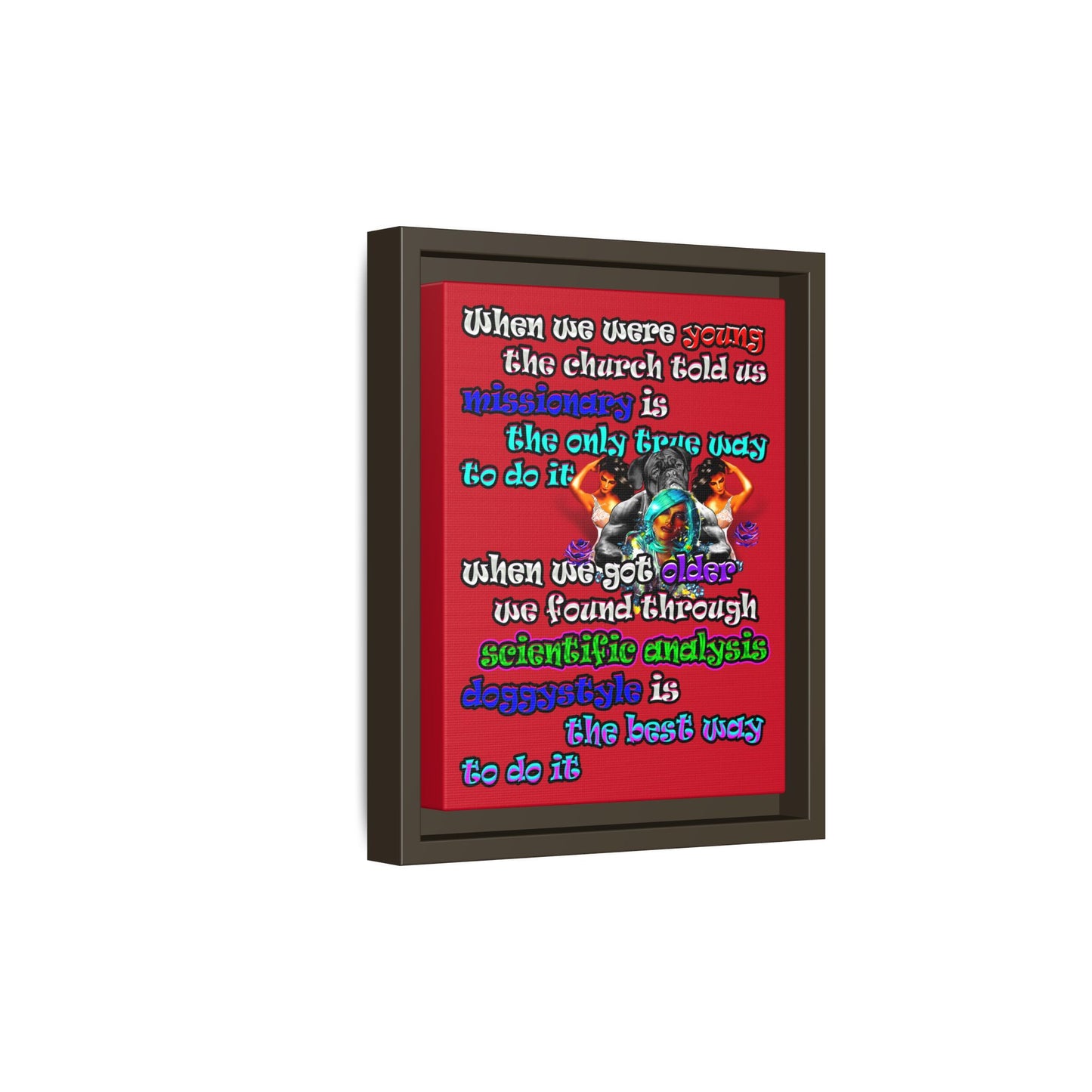 doggystyle - framed canvas art (dark red)