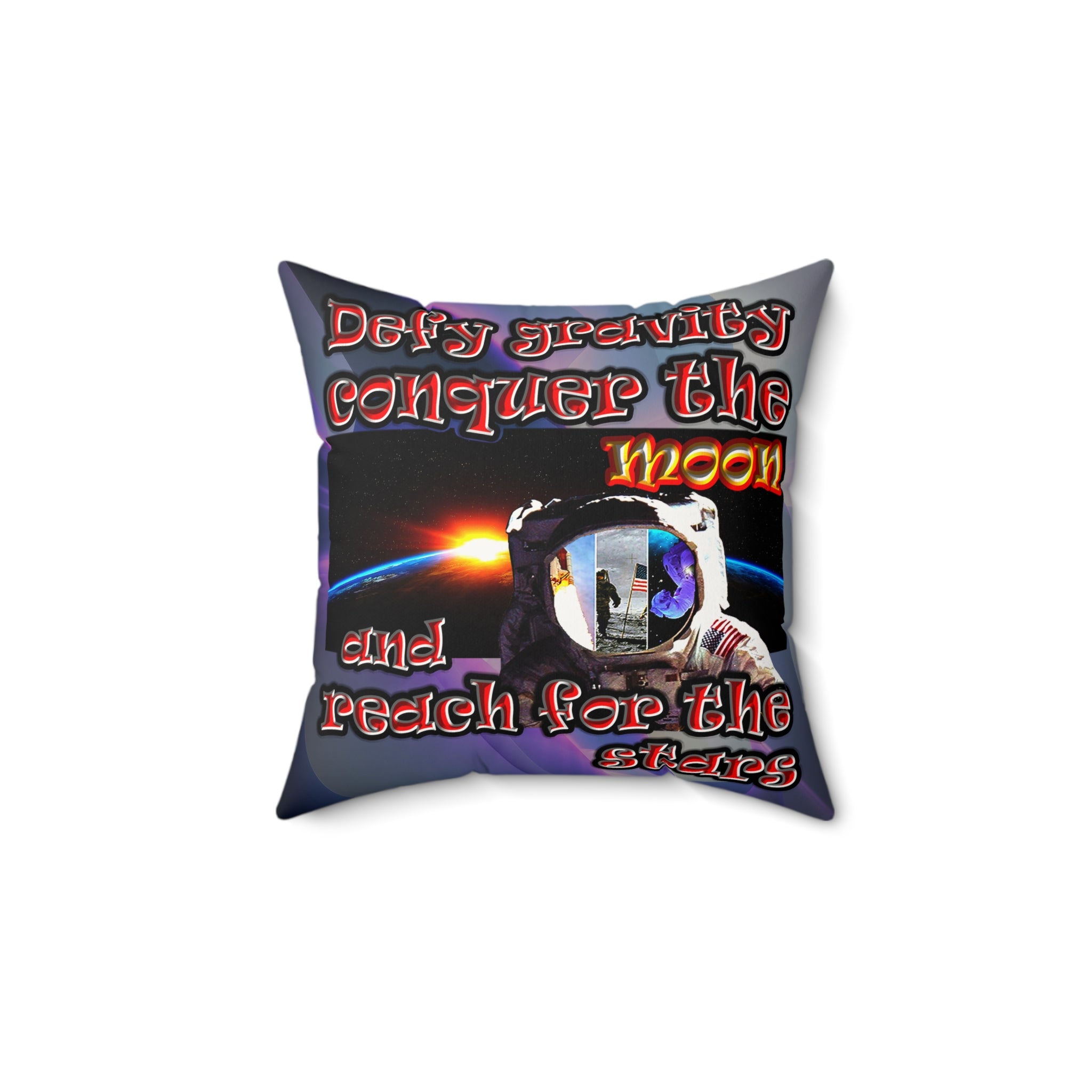 defy conquer reach - Faux Suede Square Pillow - (grey-pink wave)