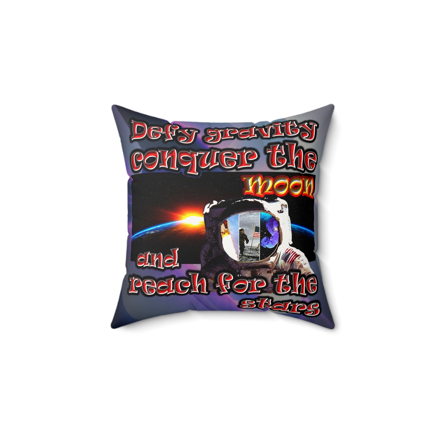 defy conquer reach - Faux Suede Square Pillow - (grey-pink wave)