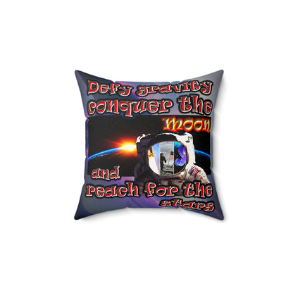defy conquer reach - Faux Suede Square Pillow - (grey-pink wave)