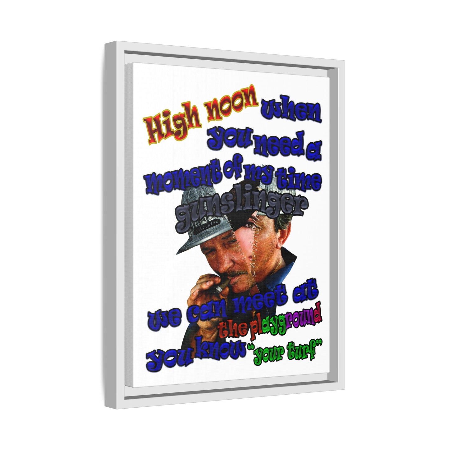 high noon - framed canvas art (white)