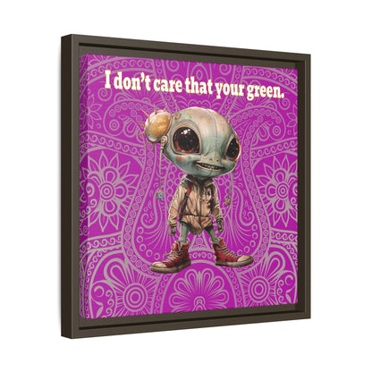 I don't care that your green - framed canvas art (pink swirl)