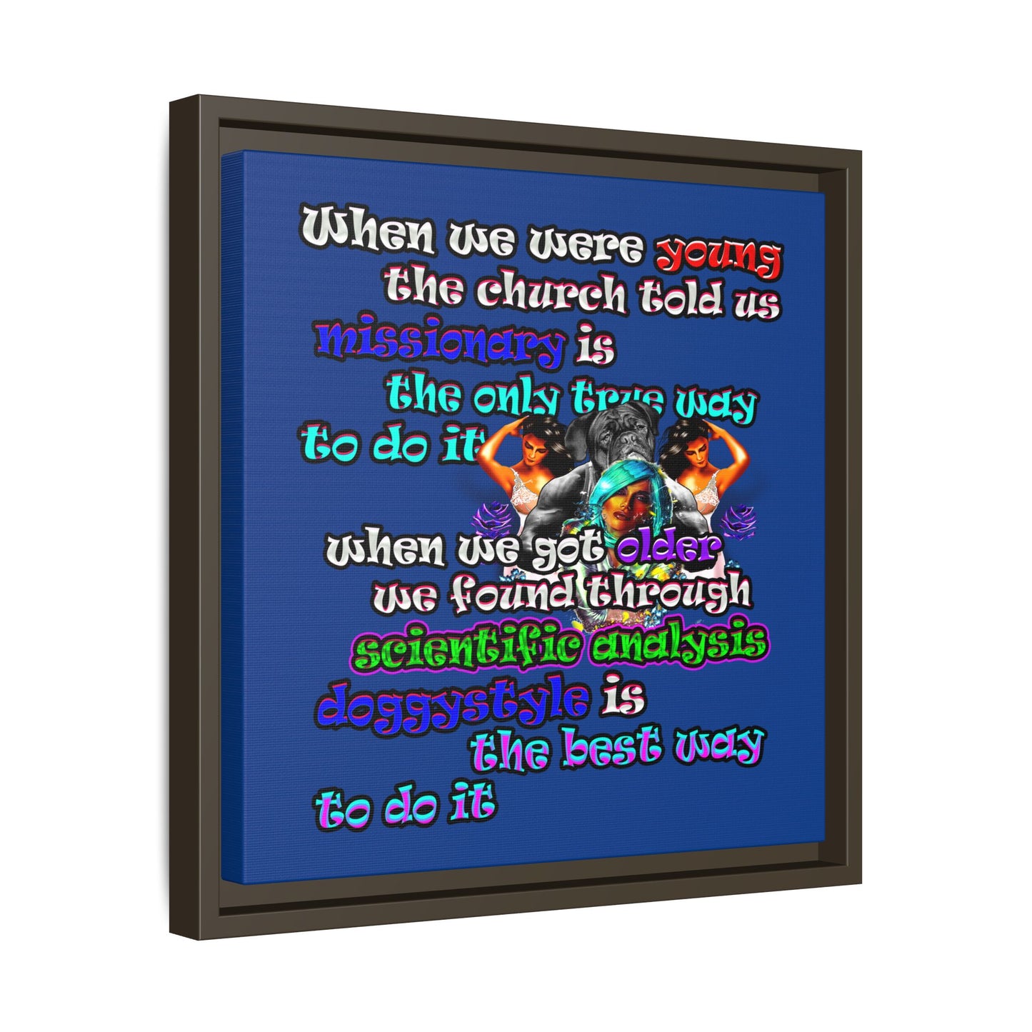 doggystyle - framed canvas art (dark blue)