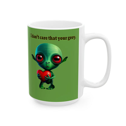 I don't care that your grey - White Mug (green)
