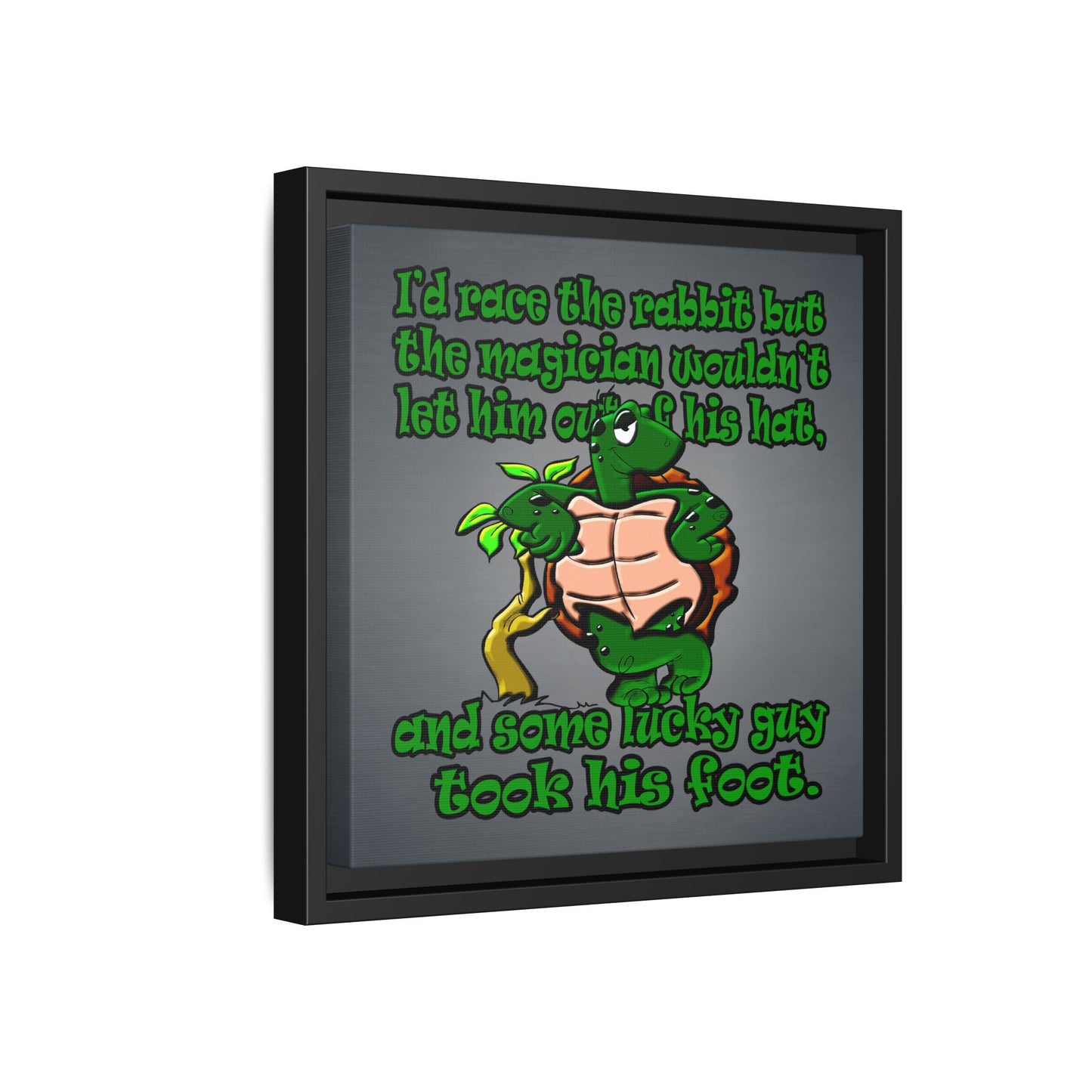 turtle race - framed canvas art (grey-light grey)