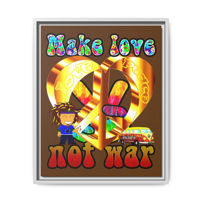 love peace - framed canvas art (brown)
