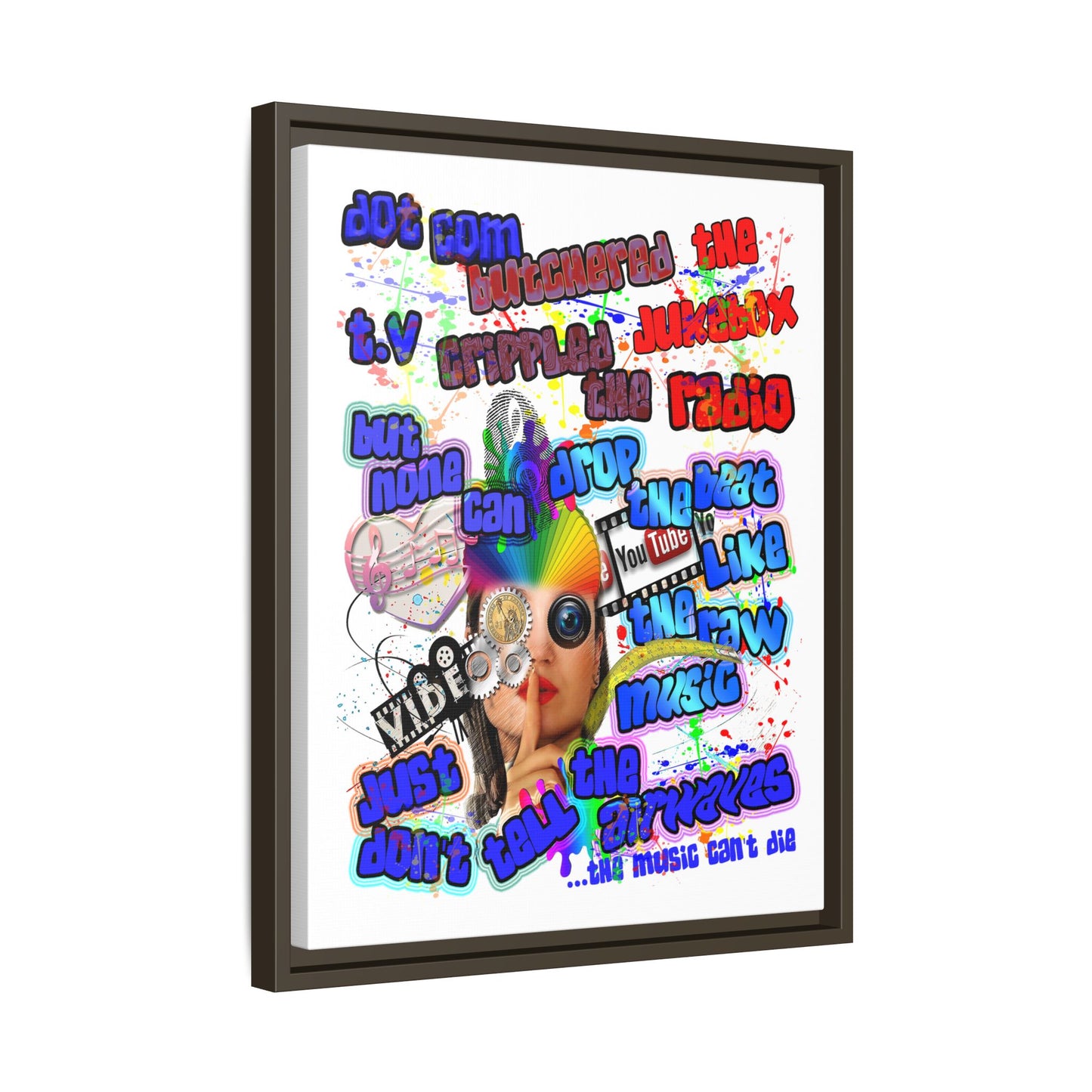 drop the beat - framed canvas art (white)
